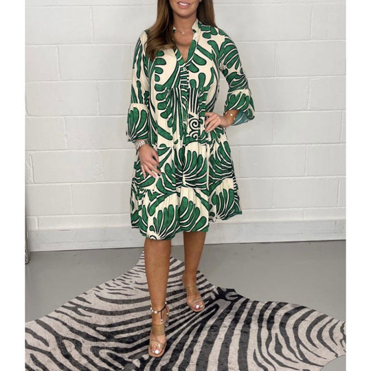 Damen Hemdblusenkleid mit floralem Design und Volant R&B
