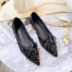 Damen funkelnde Ballerinas mit spitzem Zehenbereich und dekorativem Paillettenschmuck R&B