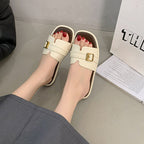 Damen modische Slippers mit geschmeidigem Obermaterial und eleganter Schnalle EB