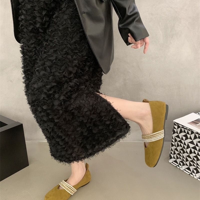 Damen elegante Ballerinas mit modischem Strass-Riemchen R&B