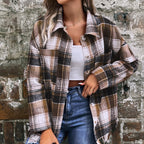 Damen Übergroße Karomuster Jacke