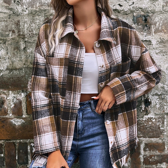Damen Übergroße Karomuster Jacke R&B