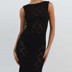 Damen Strickkleid im angesagten Rautenmuster mit hohem Schlitz R&B