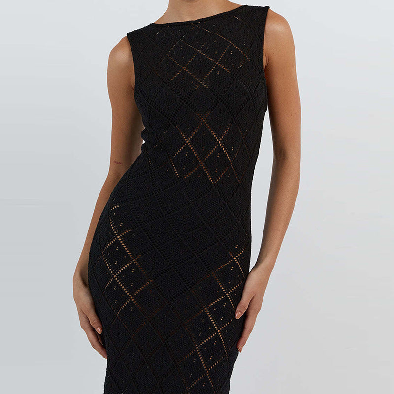 Damen Strickkleid im angesagten Rautenmuster mit hohem Schlitz R&B