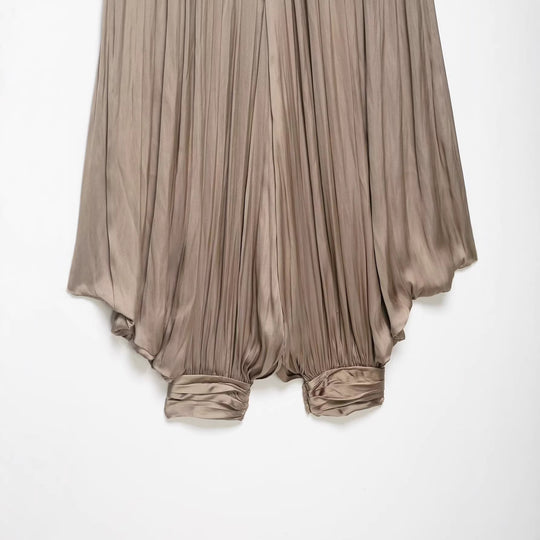 Damen Hochwertige Plisseehose mit elastischem Bund und schmalem Bein R&B