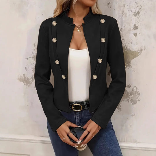 Damen Kurze Blazerjacke mit eleganter Knopfleiste und Stehkragen R&B