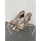 Damen Plateau-Pumps mit Schlangenmuster und transparentem Riemendesign R&B