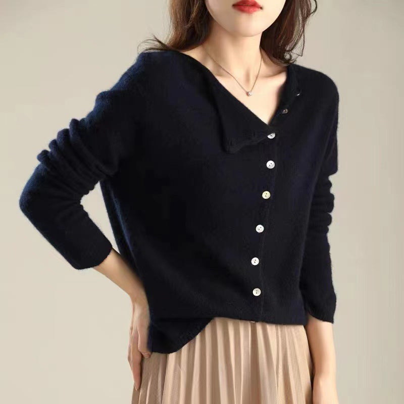 R&B | Klassischer Langarmpullover mit Knöpfen
