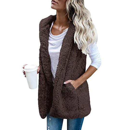 Damen Zarte Fleece-Weste mit praktischen Taschen und offenem Schnitt R&B