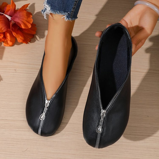 Damen bequeme Schlupfschuhe mit praktischem Reißverschluss R&B