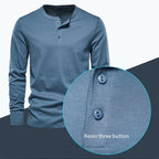 Herren Langarm-Henley-Shirt aus atmungsaktiver Baumwollmischung R&B
