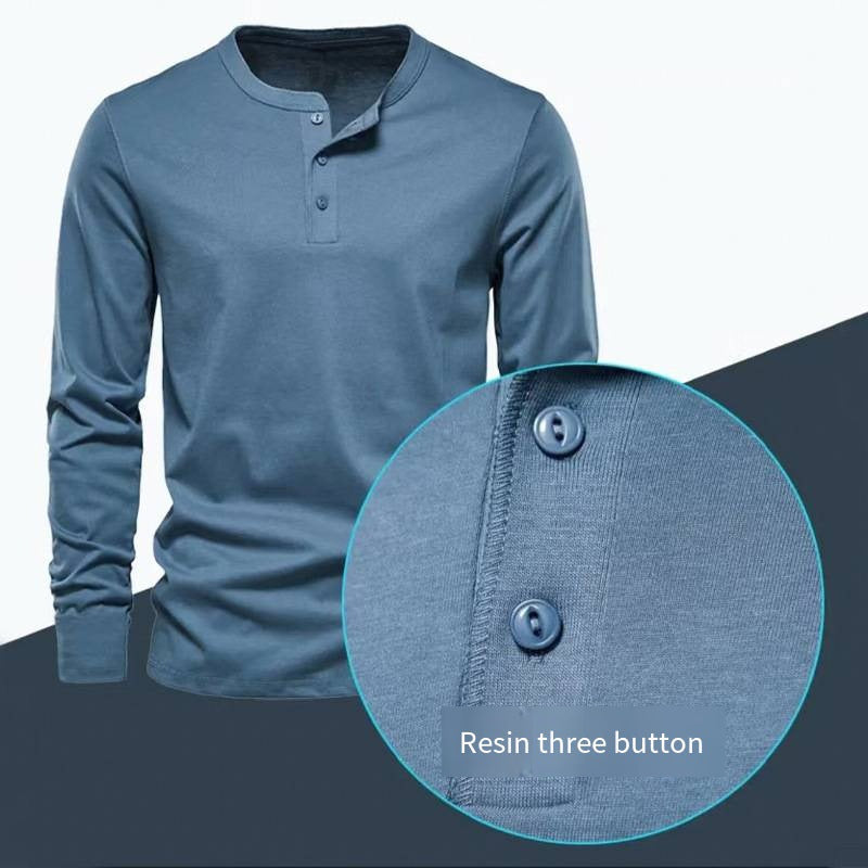 Herren Langarm-Henley-Shirt aus atmungsaktiver Baumwollmischung R&B