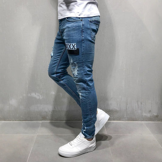 Herren Slim Fit Jeans mit modernen Destroyed-Effekten R&B