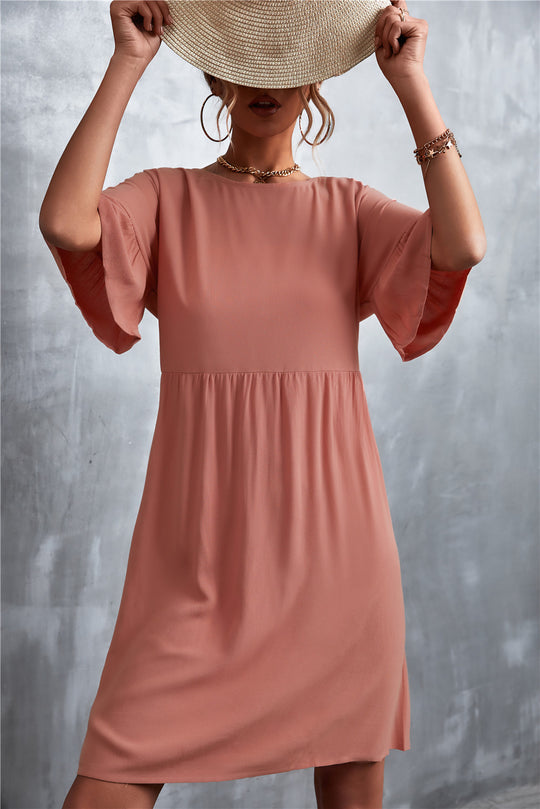 Damen Freizeitkleid mit weit ausgestellten Ärmeln und elastischem Taillenbund R&B