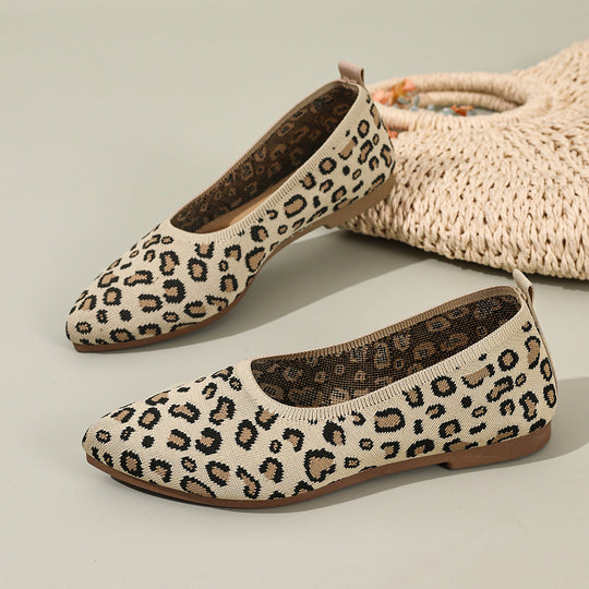 Damen Ballerinas mit elegantem Leopardenmuster und weichem Fußbett R&B