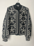 Damen gestepptes Oberteil mit floralem Design und eleganter Knopfleiste R&B