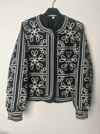 Damen gestepptes Oberteil mit floralem Design und eleganter Knopfleiste R&B