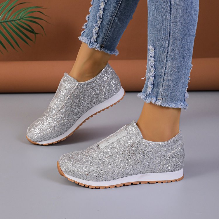 Damen Glitzernde Slip-On Sneakers mit elastischen Bändern R&B