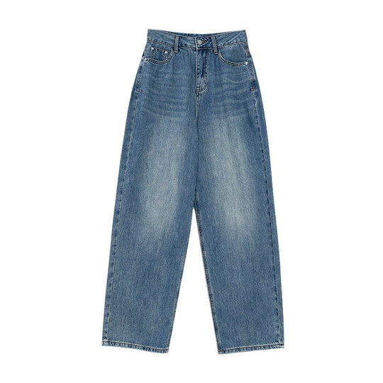 Damen Weite High-Waist Jeans mit lässigem Schnitt und ausgefranstem Saum R&B