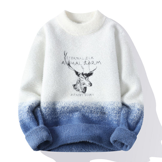 Damen Flauschiger Winterpullover mit kreativem Motiv und hohem Kragen R&B