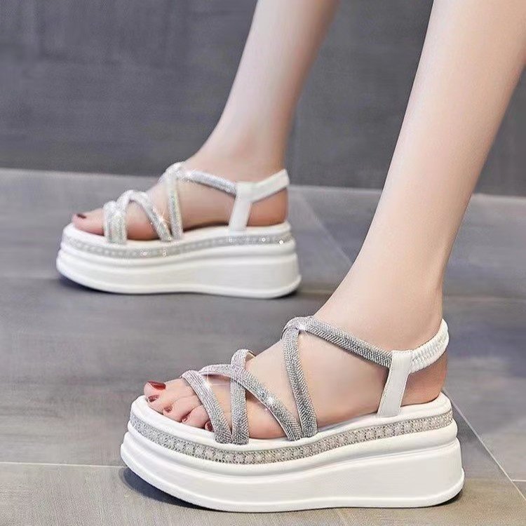 Damen Glamouröse Plateau-Sandalen mit verzierter Riemchenführung R&B