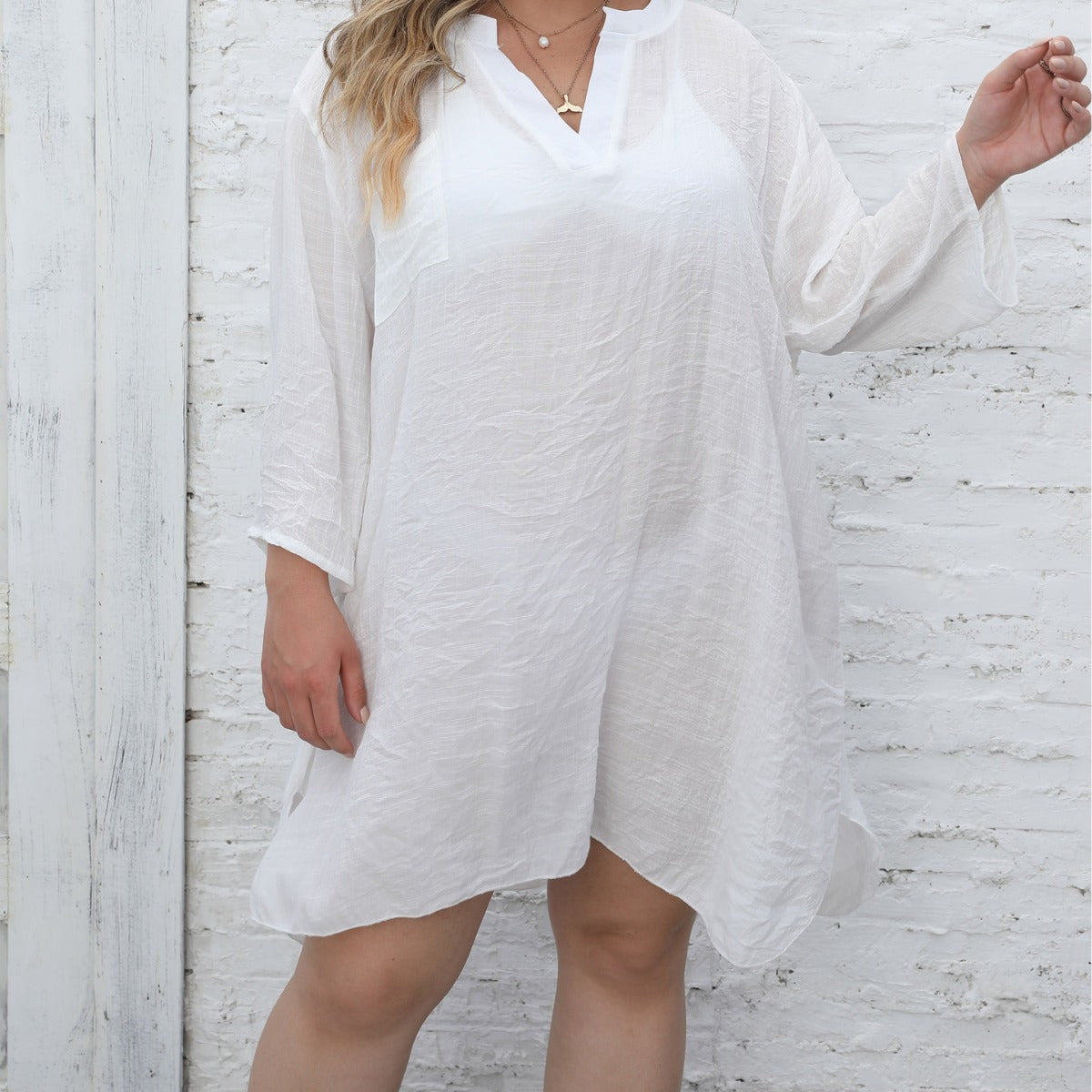 Damen lässiges Strandkleid mit seitlichem Schlitz R&B