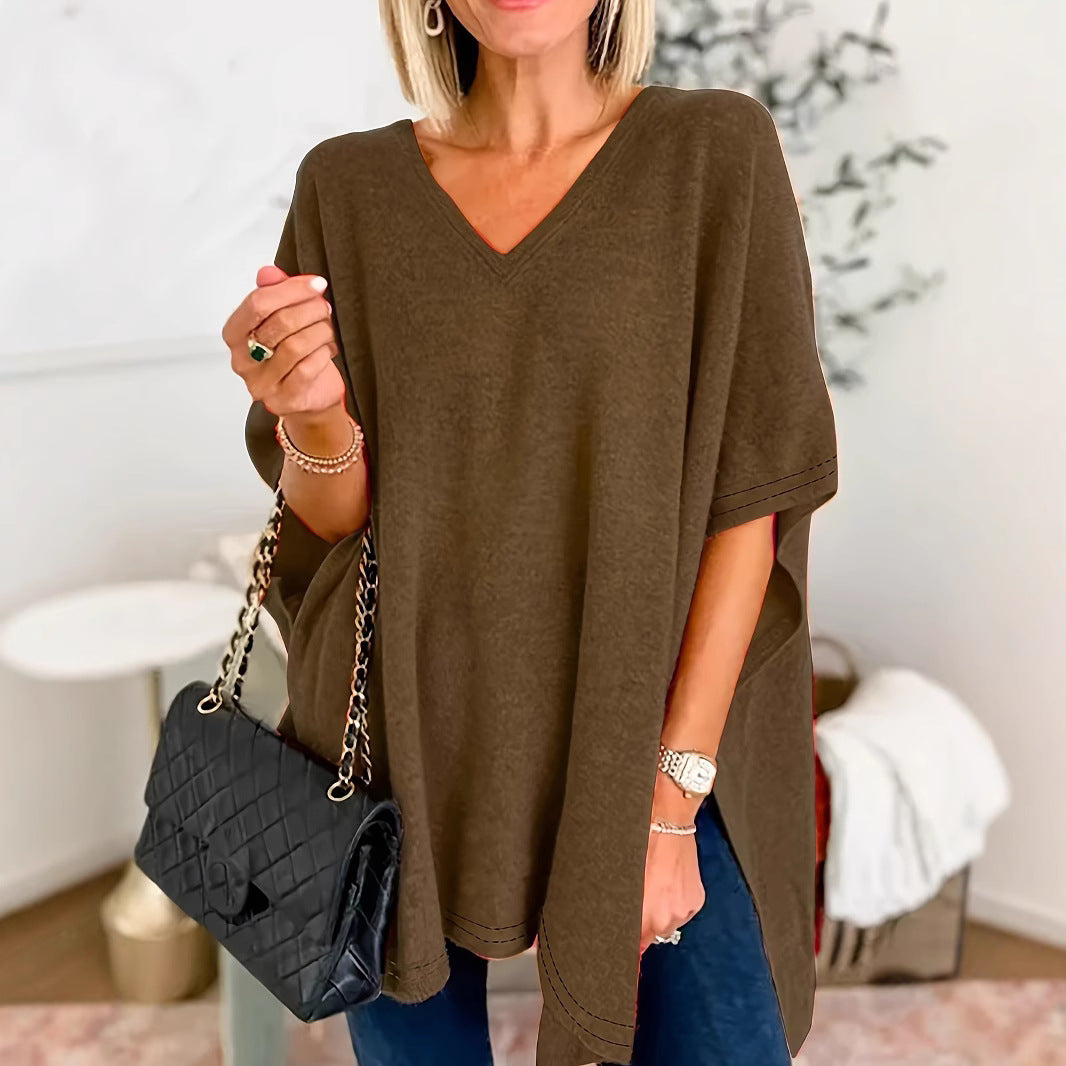 Damen V-Ausschnitt Oversized-Tunika R&B