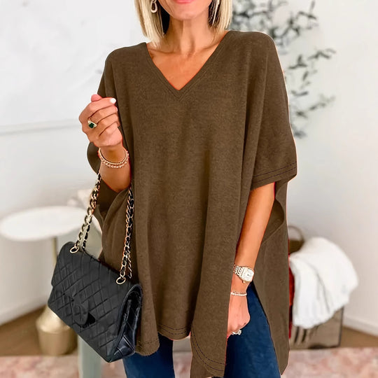 Damen V-Ausschnitt Oversized-Tunika R&B