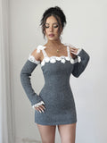 Damen Strickkleid mit Spitzendetails R&B