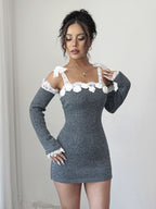 Damen Strickkleid mit Spitzendetails R&B
