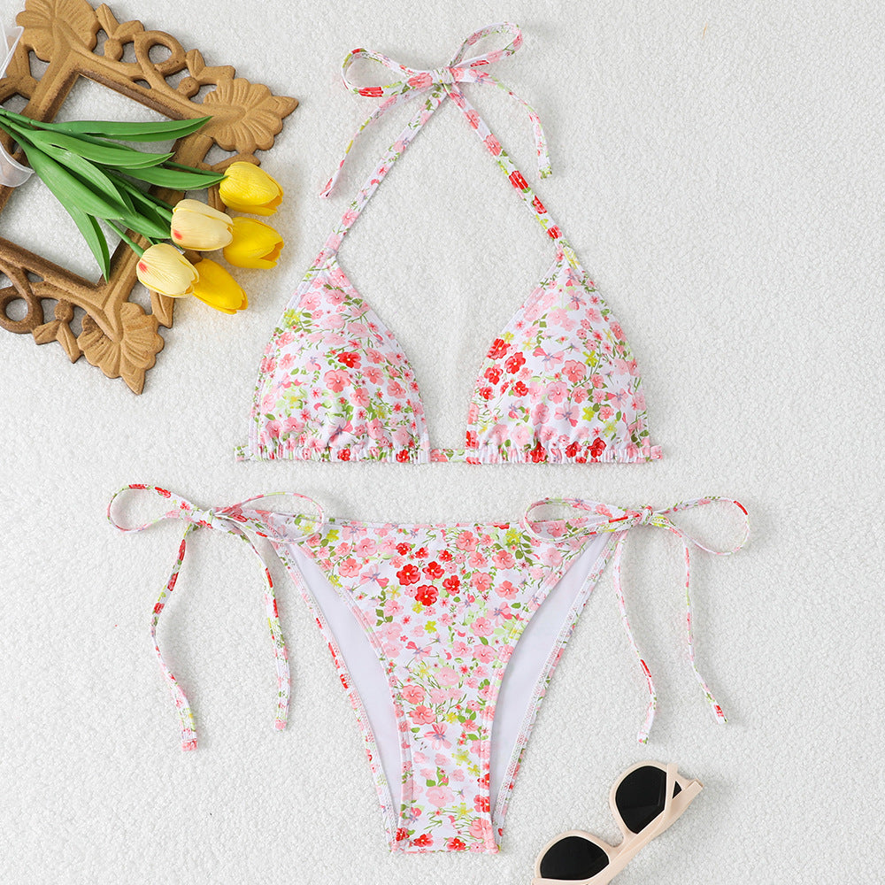 Damen Blumenmuster Triangel-Bikini R&B