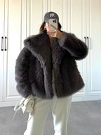 R&B | Embrace Cropped Große Revers Plüschjacke