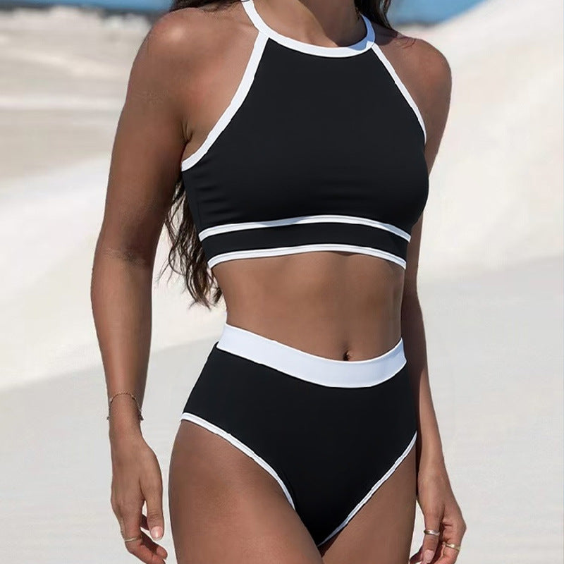 Damen Sportliches Bikini-Set mit hochgeschnittenem Unterteil und Racerback-Oberteil R&B
