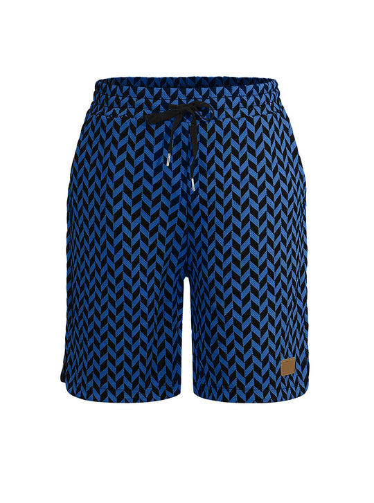 Damen nan Jacquard-Shorts mit elastischem Komfortbund, Tunnelzug und Fischgrätmuster R&B