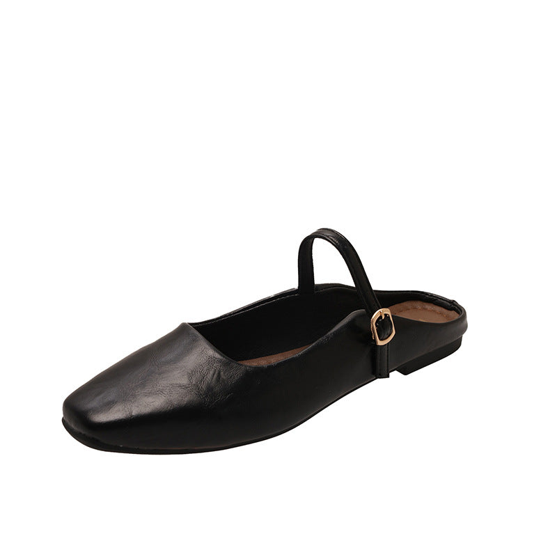 Damen elegante Slingback-Pantoletten aus hochwertigem Leder mit modischem Riemen R&B