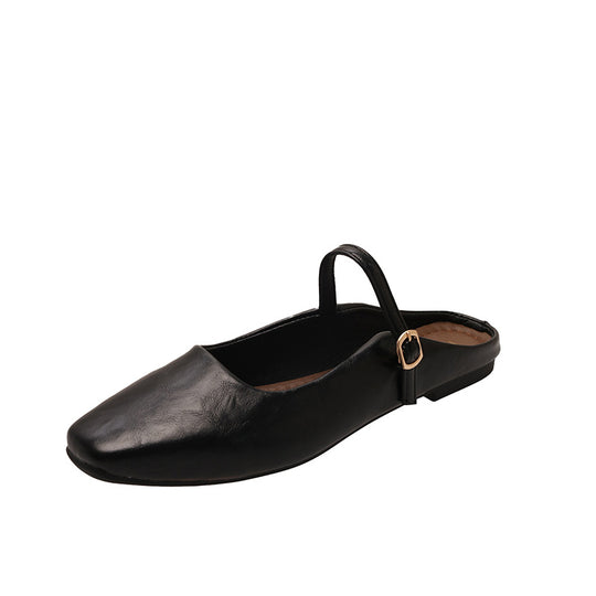 Damen elegante Slingback-Pantoletten aus hochwertigem Leder mit modischem Riemen R&B