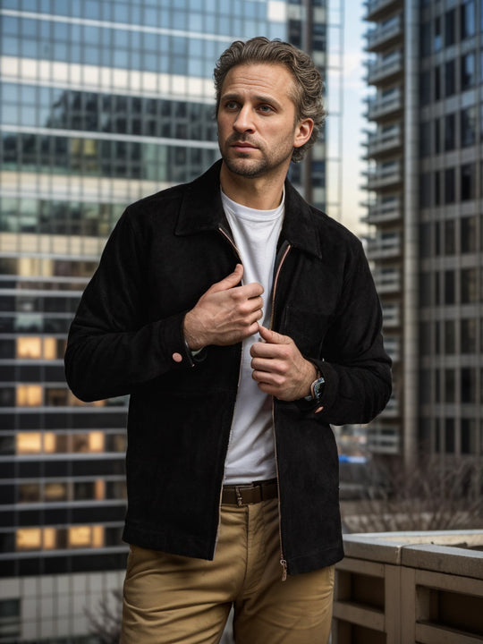 Herren modische und hochwertige Wildlederjacke R&B