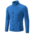 Herren eleganter Rollkragenpullover mit knöpfbaren Frontdetails und feiner Strickstruktur R&B