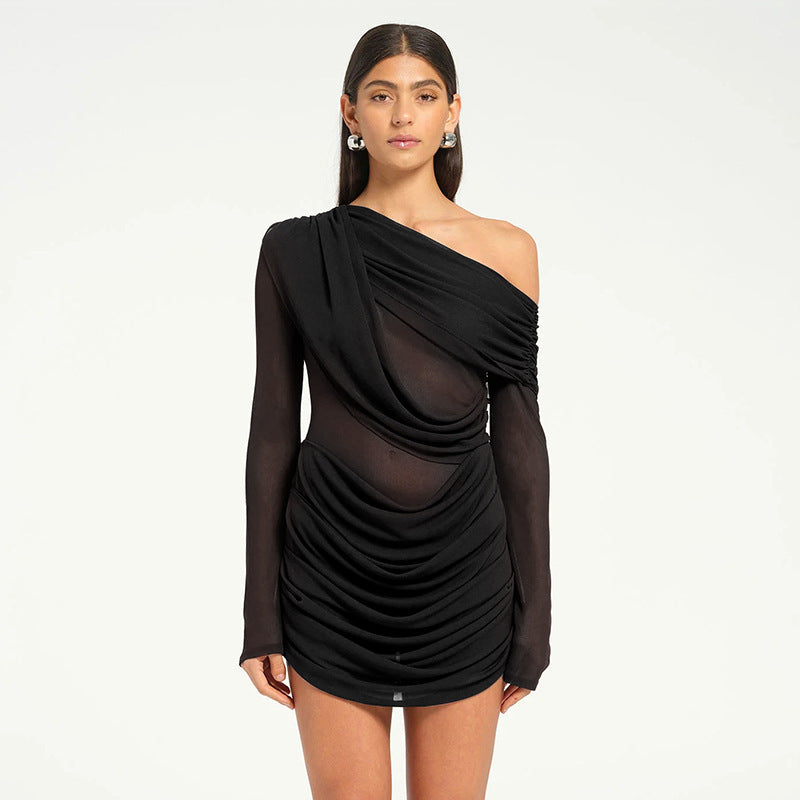 Damen Elegantes Wickel-Minikleid mit asymmetrischem Drapierungsdesign R&B