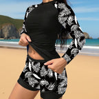 Damen Sportlicher Langarm-Oberteil mit komfortablen Shorts R&B
