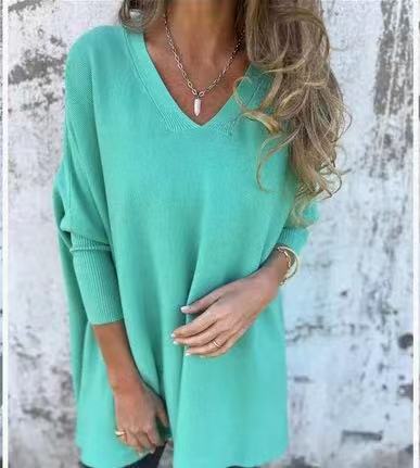 Damen V-Ausschnitt Oversized Pullover R&B