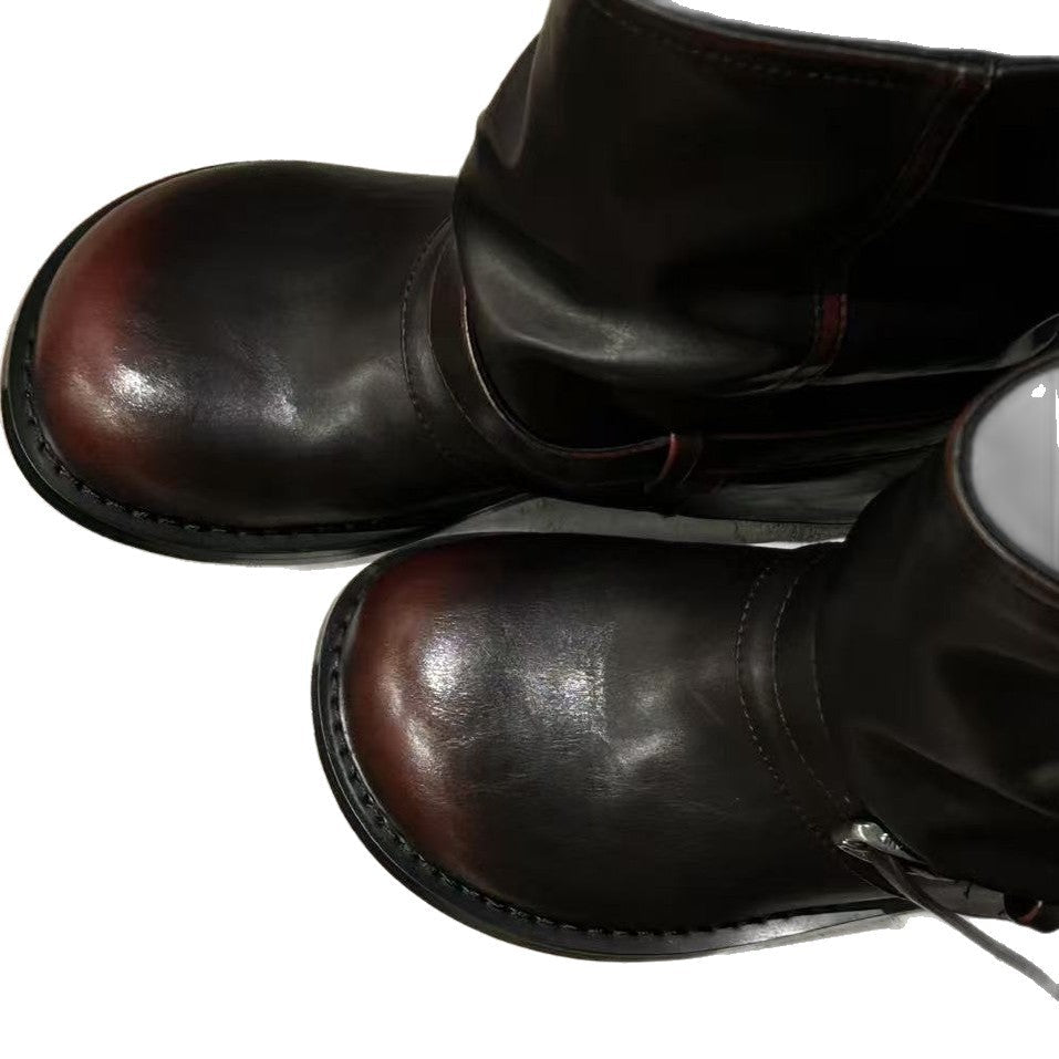Damen modische Winterstiefel mit gerafftem Schaft und dekorativem Schnallenakzent R&B