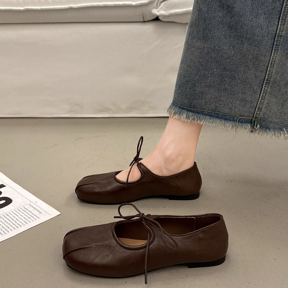 Damen Ballerina-Schuhe mit elegantem Schnürdesign und komfortablem Fußbett R&B
