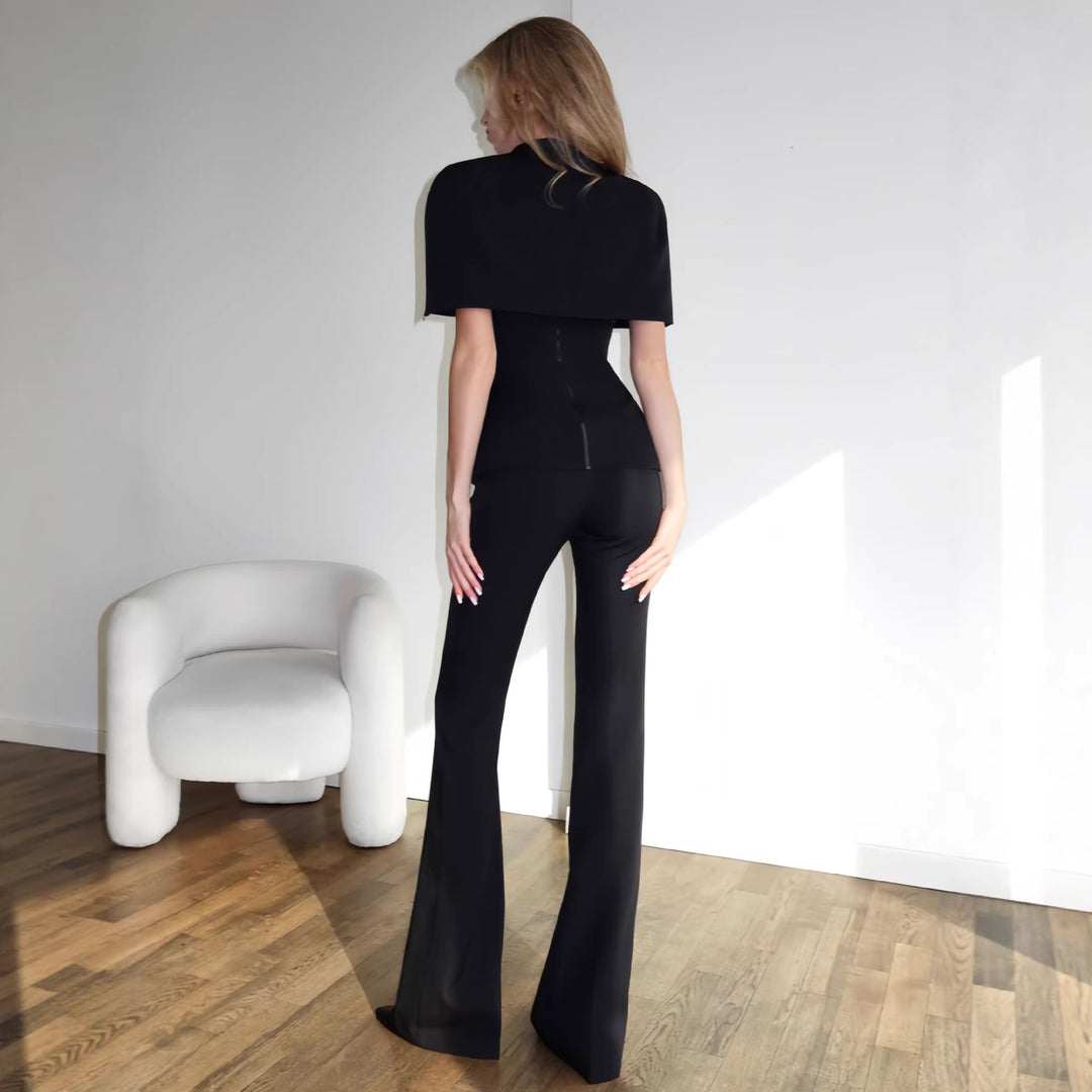 Damen Elegantes Oberteil mit schickem Cape-Ausschnitt und figurbetontem Design R&B