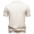 Herren nan feinstrickiges Kurzarm-Poloshirt mit offenem V-Kragen und elastischem Saum R&B