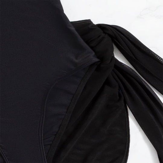 Damen einteiliger Badeanzug mit elegantem Wickelrock R&B
