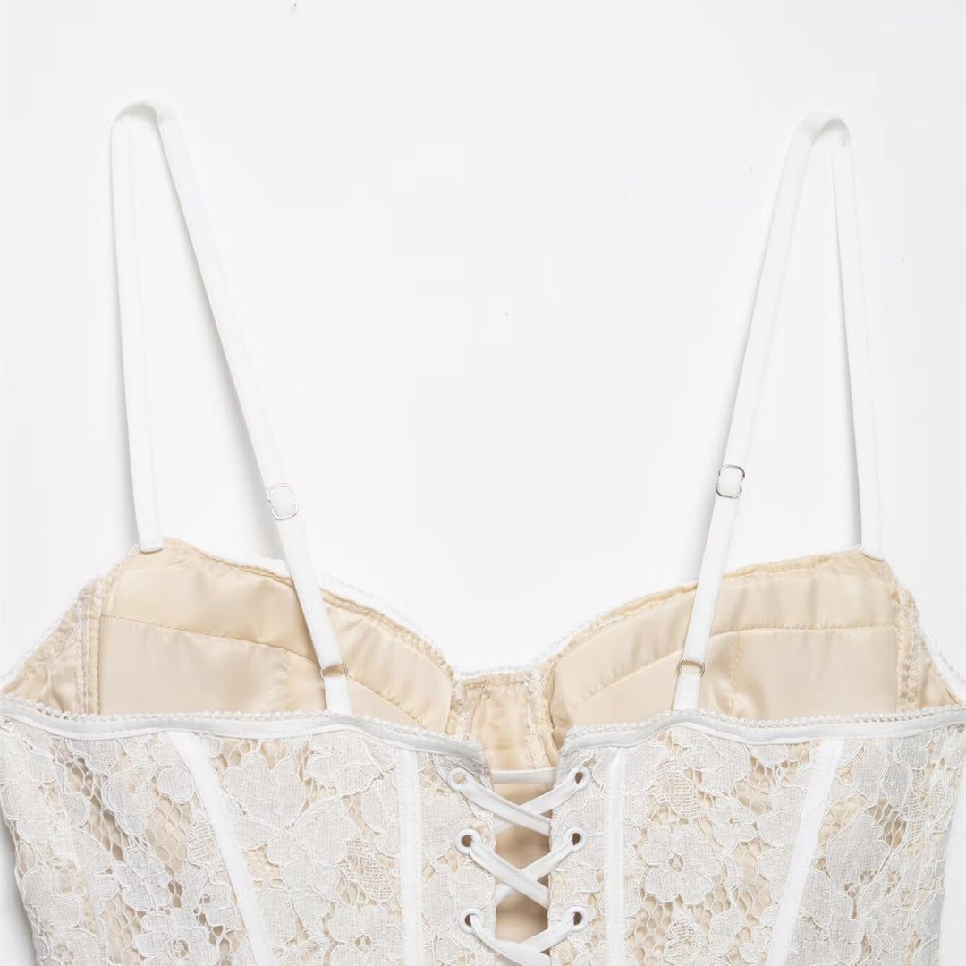 Damen-Corsage mit feiner Spitzenverarbeitung und verstellbaren Trägern R&B