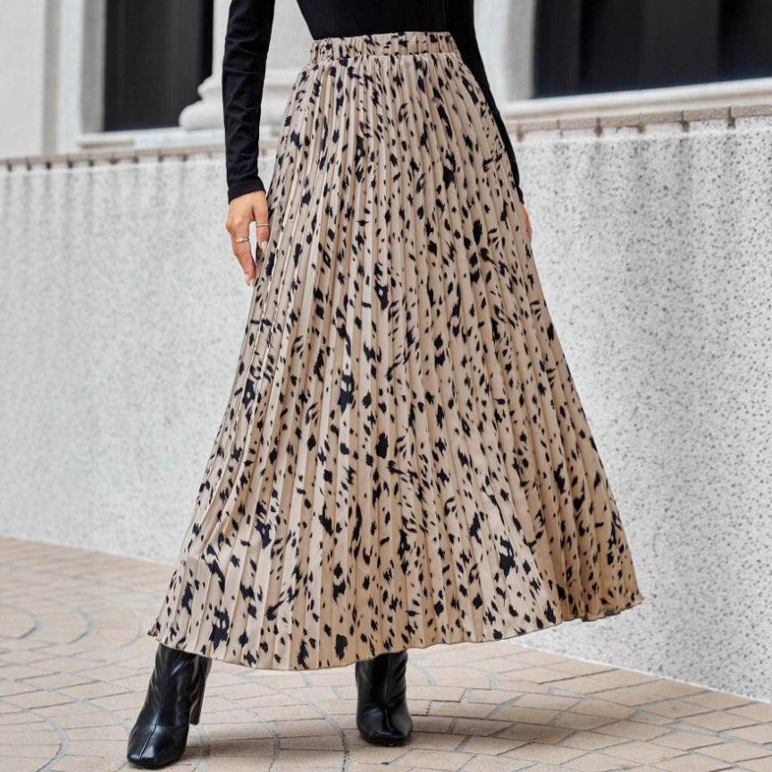 Damen Maxi-Faltenrock mit modischem Muster R&B