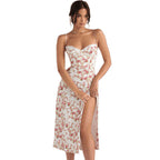 Damen Blumen Spitze Detail Bodycon Kleid