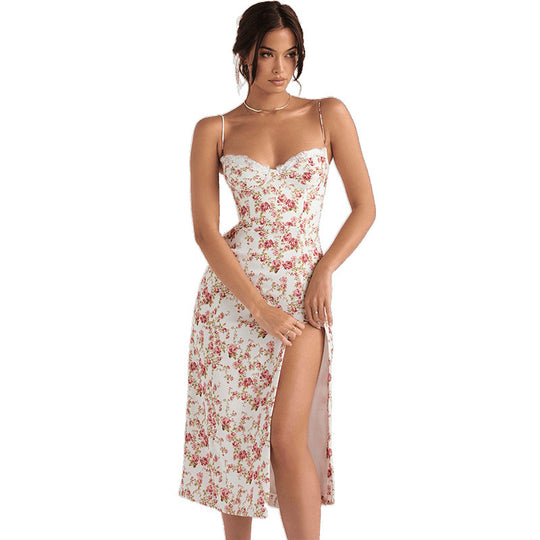 Damen Blumen Spitze Detail Bodycon Kleid R&B